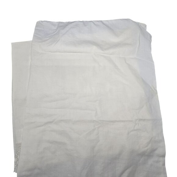 Vintage White Cotton & Crochet Lace Pillowcases Set of 2 READ CM2107 - Picture 5 of 9